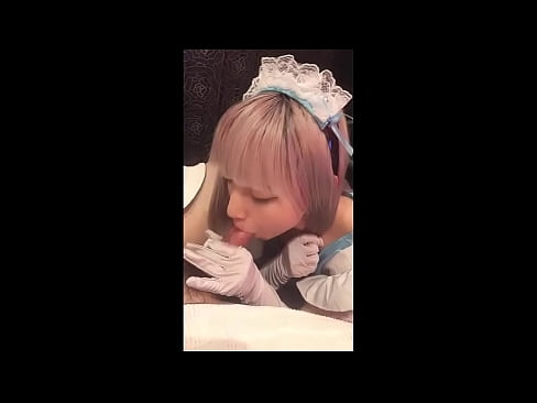 ❤️ Japoński Idol [mayuka], kostium francuskiej pokojówki, część 1, obciąganie i walenie konia z balsamem ☑ Porno at us